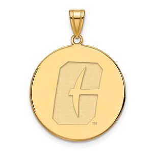 10k Yellow Gold North Carolina at Charlotte XL Disc Pendant